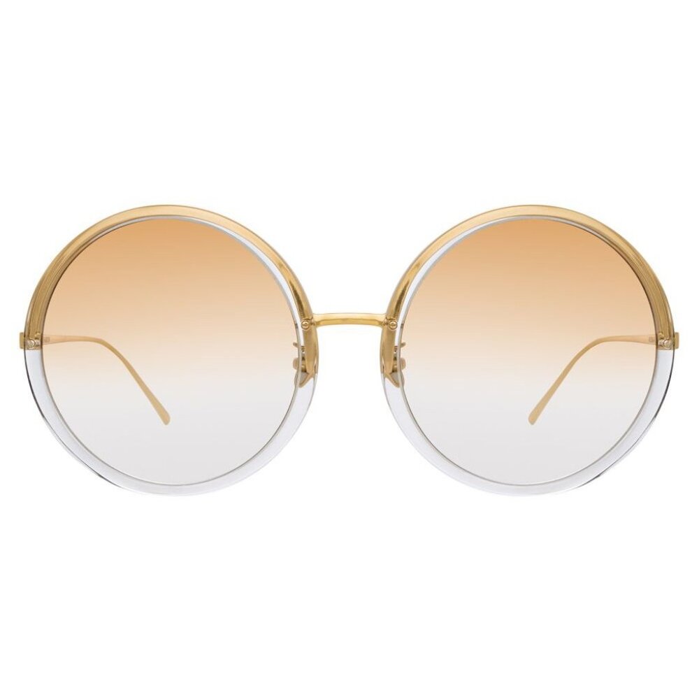 Linda Farrow  Round Sunglasses - Clear Gold